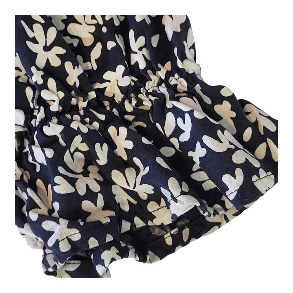The Drop Large White Black Floral Print Mini Dress 100% Viscose Peplum Hem BOHO - Picture 10 of 13